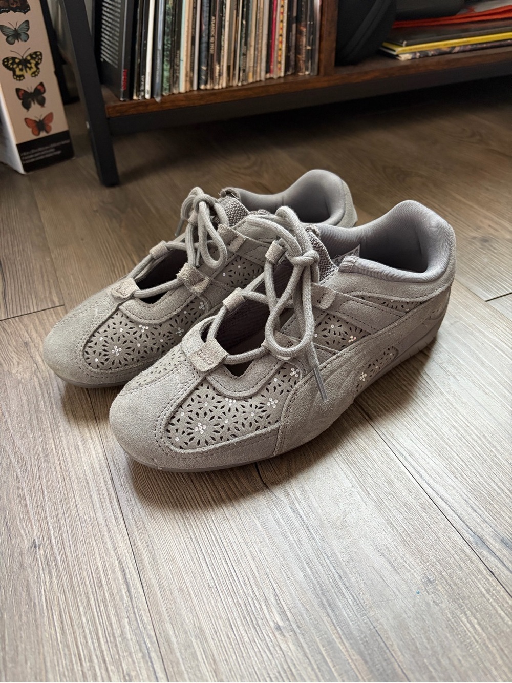 Suede Puma Speedcat Go Mary Jane Sneakers in Bejeweled Cast Iron - Size 7